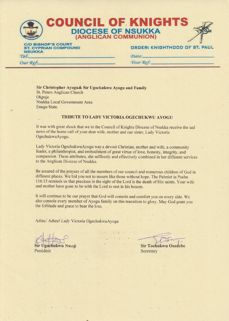 The Council of Knights Diocese of Nsukka Anglican Communion